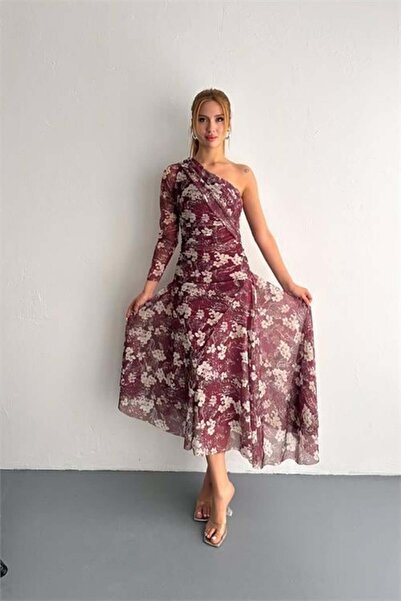 Dipmoda γυναικείο Με σχέδιο ασύμμετρο φόρεμα Τούλι DPK4161