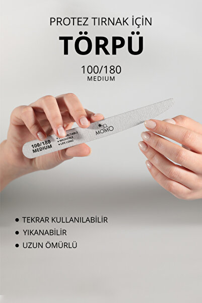 MOMO professional Protez Tırnak Kağıt Törpü, 100/180 Gri Bıçak Tırnak Törpüsü