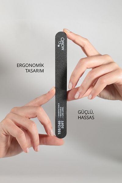 MOMO professional مبرد أظافر ورقي، 180/240 مبرد أظافر أسود بيضاوي مسطح