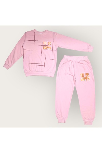 Mnk Baby&Kids ΡΟΖ Φούτερ για κορίτσια - To Be Happy Motif MNK0624