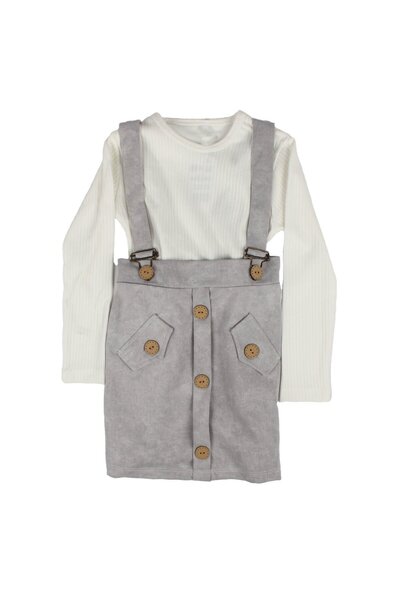 bebegen Дівчача сукня-комбінезон екрю бежевого кольору з підкладкою