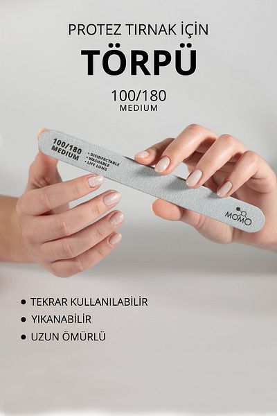 MOMO professional مبرد أظافر ورقي، 100/180 مبرد أظافر رمادي بيضاوي مسطح