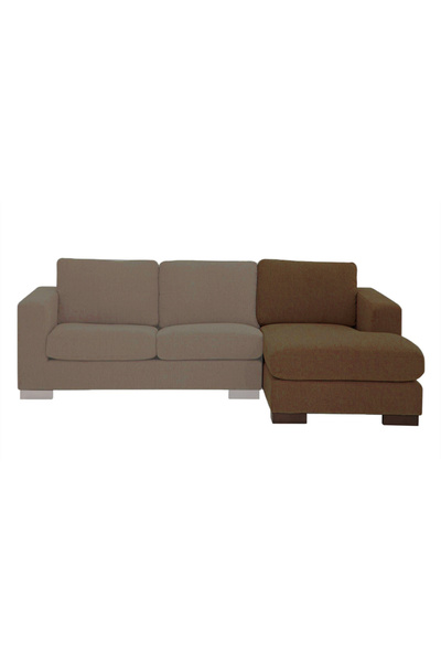 soufa dibaj Right Corner Sofa with Left Armrest Upholstered in Linen - Brown