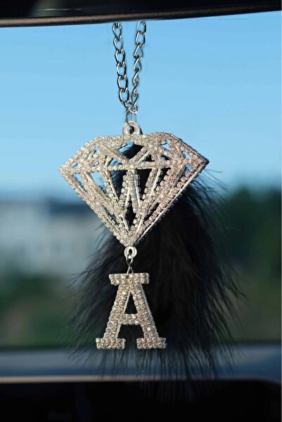TASARIM ARABAM ATİKE ELİF AKIN Silver Diamond & Silver Letter A & Black Feath...