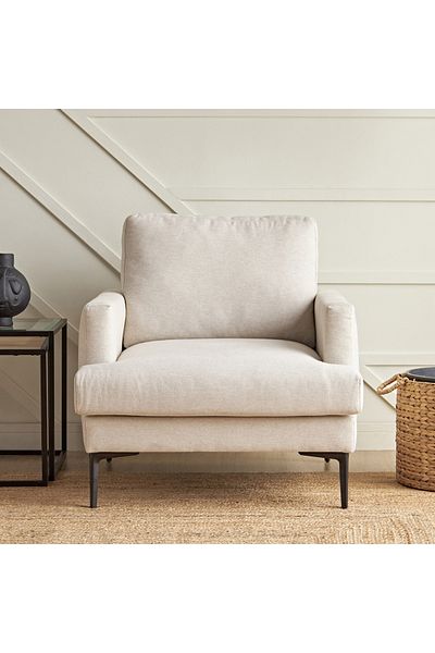 soufa dibaj Chair|Swedish Wood and Linen 88x85x90 cm- Beige