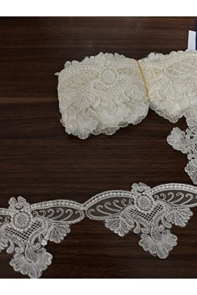 Butik Damaks Fransız dantel kanat desen 10 metre uzunluk imza tekstil