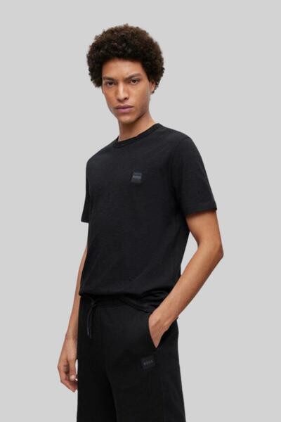 BOSS Regular Pamuklu Fit Bisiklet Yaka Erkek T-shirt Siyah