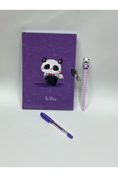 ÇilekKurdu Kilitli Hatıra Günlük 144 Yaprak Defter 17X24  Uçlu Kalem Ve Tükenmez