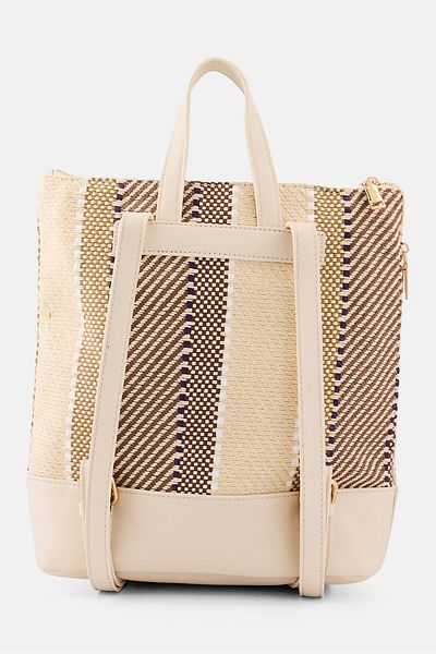 Moda Luxe Women Textured Backpack 31 x H 32 x L 9 x W cm, Beige Combo
