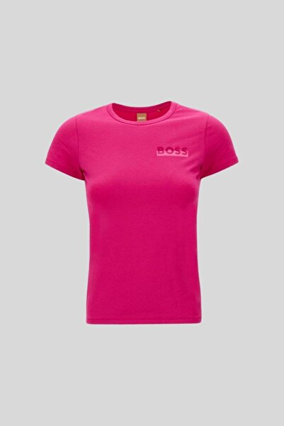 BOSS Bisiklet Yaka Kadın T-shirt Pembe