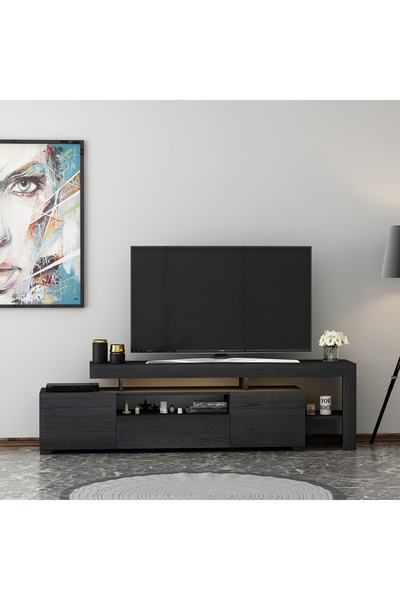 İNARCH DİZAYN T0014 Led Işıklı, Raflı Tv Sehpası, Oturma Odası Tv Ünitesi Ahş...