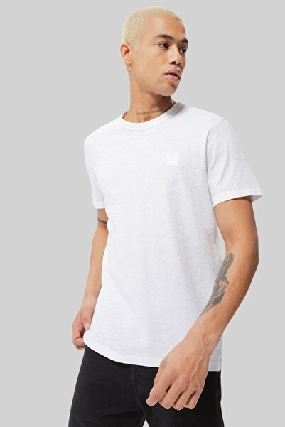 BOSS Regular Pamuklu Fit Bisiklet Yaka Erkek T-shirt Beyaz