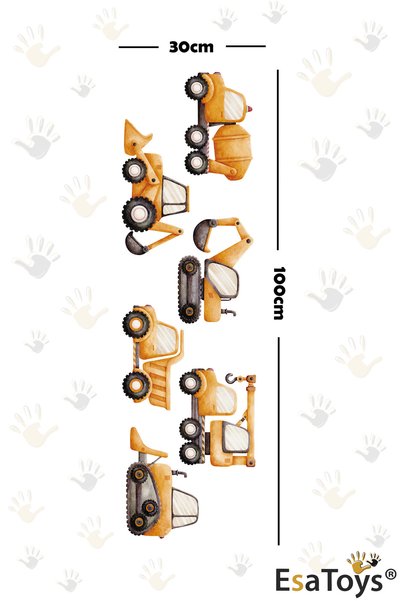 esatoys İş Makinası Temalı Çocuk Odası Sticker Seti