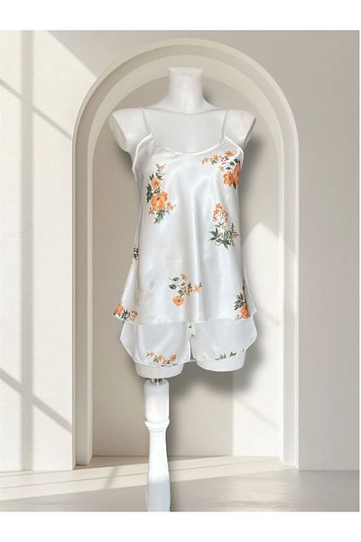 Gece İncisi Floral Patterned Strappy Shorts Set