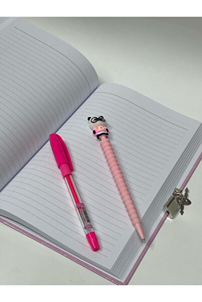ÇilekKurdu Kilitli Hatıra Günlük 144 Yaprak Defter 17X24  Uçlu Kalem Ve Tükenmez