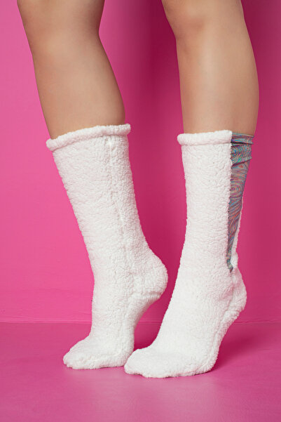 TEVOOY UZUN ÇİZME ÇORAP KUZU TÜYÜ POLAR