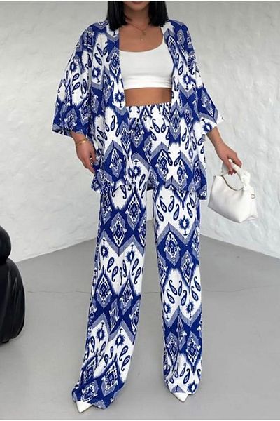 semela Patterned Dual Kimono Set