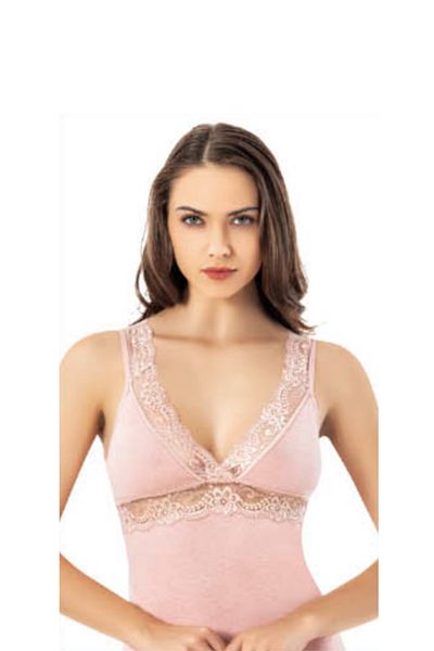 Pijamarket Lace Detailed Strappy Lycra Modal Women's Undershirt