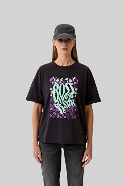 BOSS Regular Fit Kadın T-shirt Siyah
