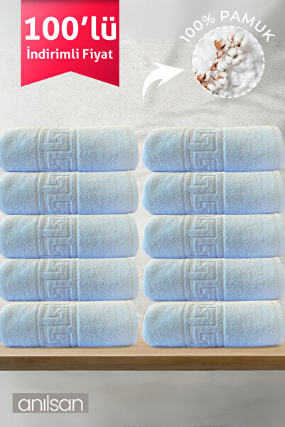 Anılsan 100'lü Greek Mavi Banyo Havlusu - 70x140 Cm, 490 Gr, %100pamuk, Spa V...