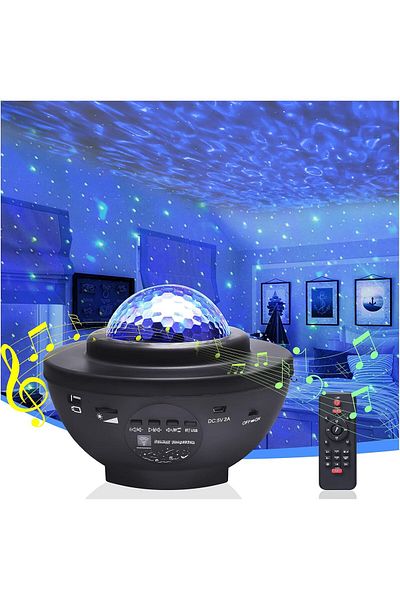 fulina 3 in 1 Sky Ocean Wave Laser Star Projector,with Bluetooth Speaker Voice Control Black