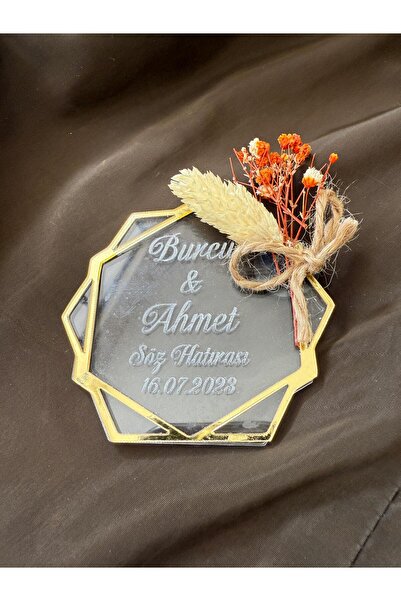 EMM DESIGN Nişan Söz Hediyelik Gold Çerçeve Magnet 10 adet