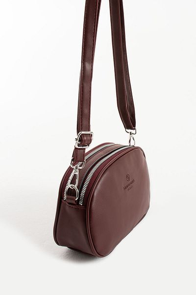 Sanmorris Women's Faux Leather Adjustable Cross Strap 2 Compartment Claret Red Shoulder Bag