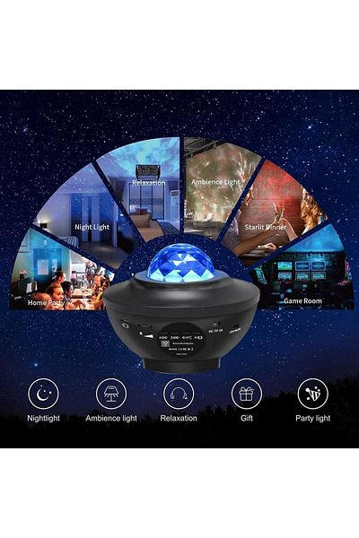 fulina 3 in 1 Sky Ocean Wave Laser Star Projector,with Bluetooth Speaker Voice Control Black