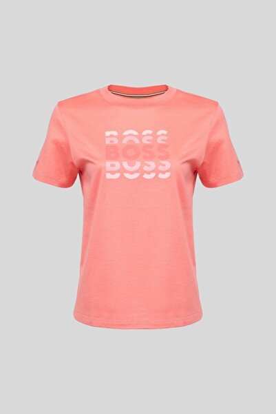 BOSS Slim Fit Bisiklet Yaka Kadın T-shirt Pembe