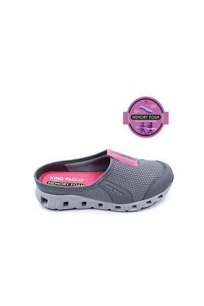 KİNG PAOLO Memory Foam Closed Toe Gray Women's Sabo Slippers