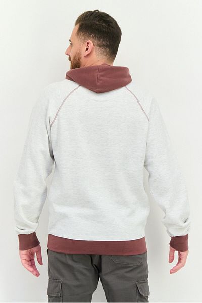 fleece factory Men Hooded Two-tone Long Sleeves Sweatshirt, Grey