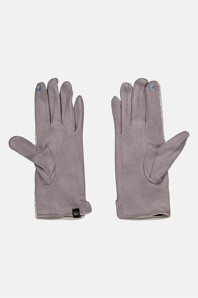 Justin Gregory Women 1 Pair Plaid Puffer Gloves, Sliver