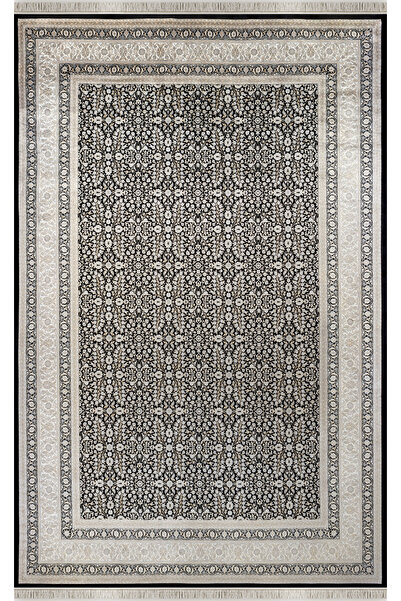 Apex Halı Vendom Palace 5402 Siyah Krem Yumuşak Dokulu Viskon ve Bambu 120 Ta...