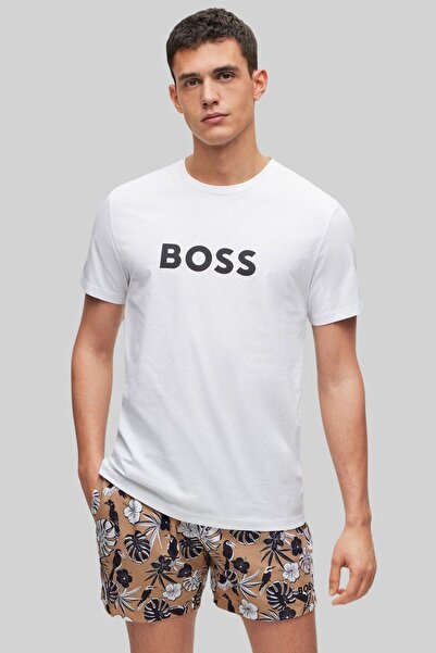 BOSS Regular Fit Bisiklet Yaka Erkek T-shirt Beyaz