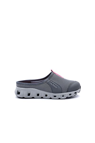 KİNG PAOLO Memory Foam Closed Toe Gray Women's Sabo Slippers