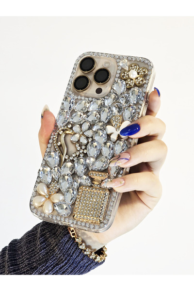 OSG İphone 16 Pro Max Uyumlu Ultra Lüx Renkli Damla Taşlı Koruyucu Yapılı Özel Tasarım Telefon Kılıfı