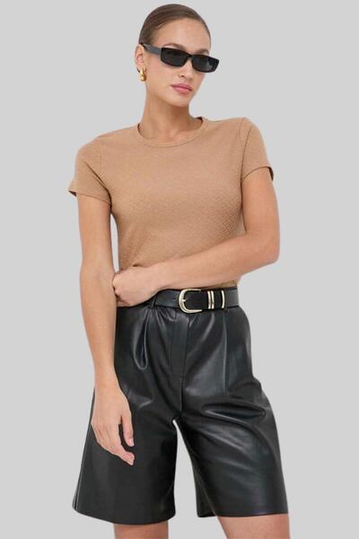 BOSS Regular Fit Bisiklet Yaka Kadın T-shirt Bej