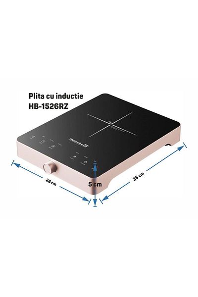 Hausberg Επαγωγική εστία Hb-1526rz, Ροζ, 2000w, Χειριστήριο αφής, Μία ζώνη μαγειρέματος