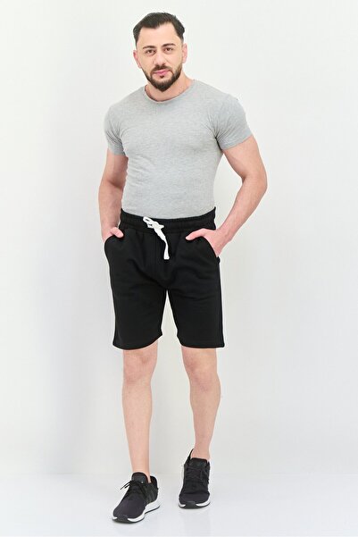 fleece factory Men Plain Basic Shorts, Black