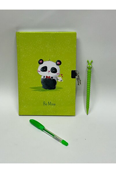 ÇilekKurdu Kilitli Hatıra Günlük 144 Yaprak Defter 17X24  Uçlu Kalem Ve Tükenmez