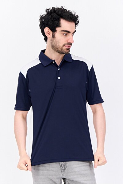 FeatherLite قميص بولو رجالي بقصّة عادية وأكمام قصيرة بلونين، أزرق داكن