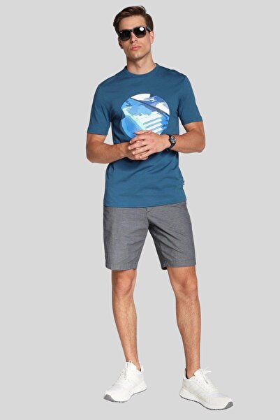 BOSS Slim Fit Bisiklet Yaka Erkek T-shirt Mavi
