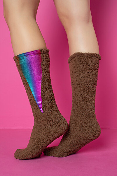 TEVOOY UZUN ÇİZME ÇORAP KUZU TÜYÜ POLAR