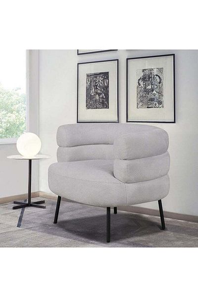 soufa dibaj Chair|Swedish Wood and Bouclee 60x70x55 cm - Grey