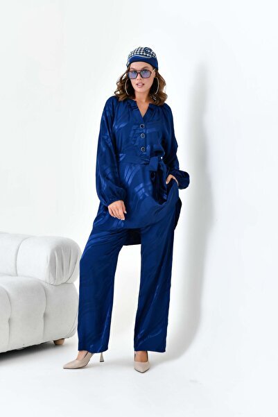 Garmi Синій жіночий жакардовий комплект