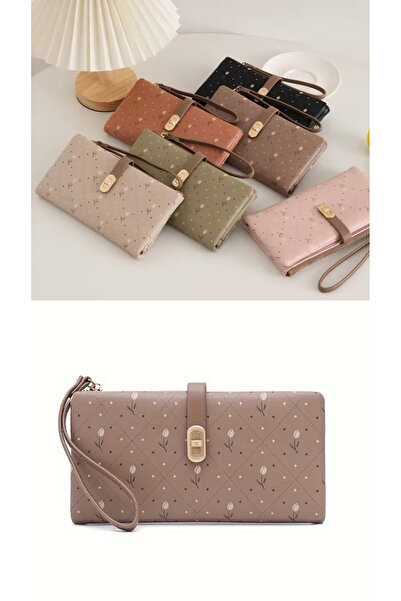 rinkadoll Çiçek desenli bileklikli kaliteli yumuşak cüzdan