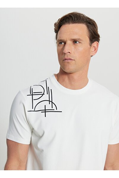 ALTINYILDIZ CLASSICS Altınyıldız Classics Crew Neck Printed Ecru Men's T-Shirt Ace091252401_Ekr