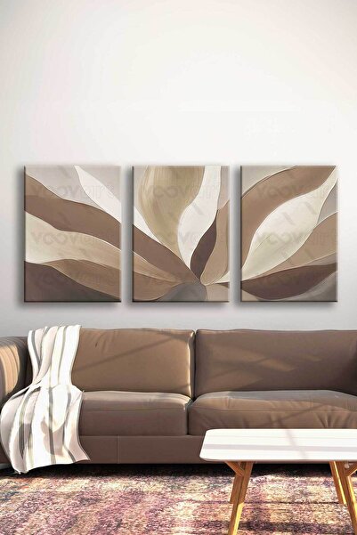 Voovart Özel Berceste Çiçek Dekoratif 3’lü Canvas Tablo Seti  - VOOV4322