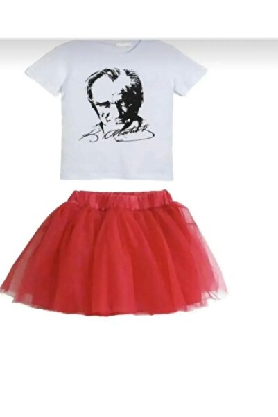 Nacar White Turkish Flag T-Shirt - Red Lined Hayal Tulle Tutu Skirt Set