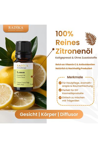 Radika Aromatherapy 100 % natürliches BIO-Zitronenöl, 10 ml